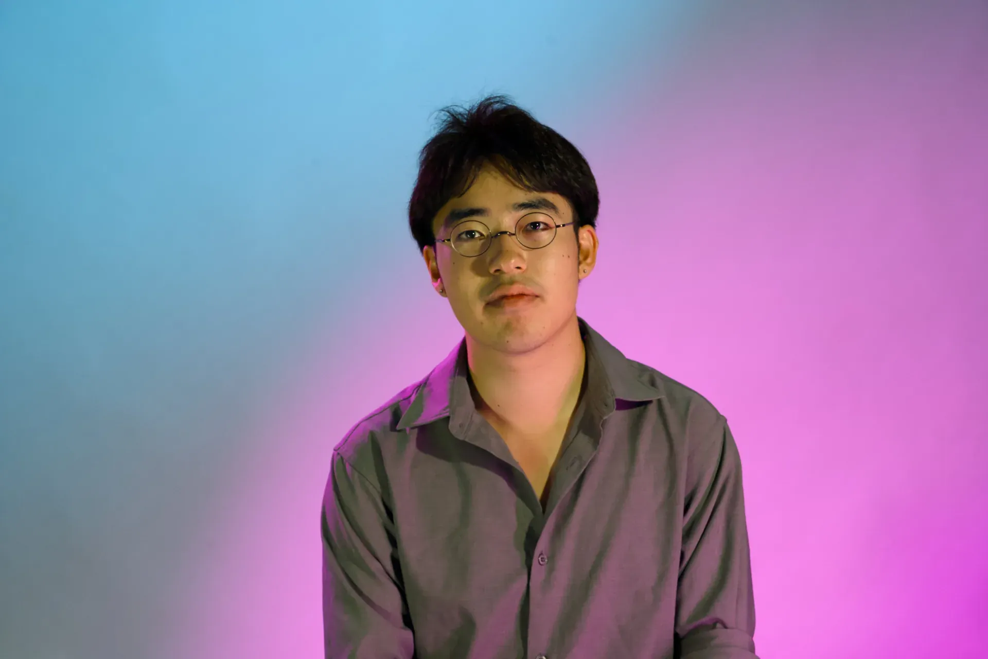 Tatsuhiko Akiyama portrait with blue and pink studio lighting